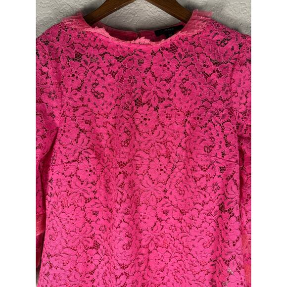 J.Crew Womens XS Pink Floral Lace Top Ruffle Sleeve Reimagined Collection - Picture 10 of 11